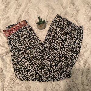 Black white and red palazzo pants